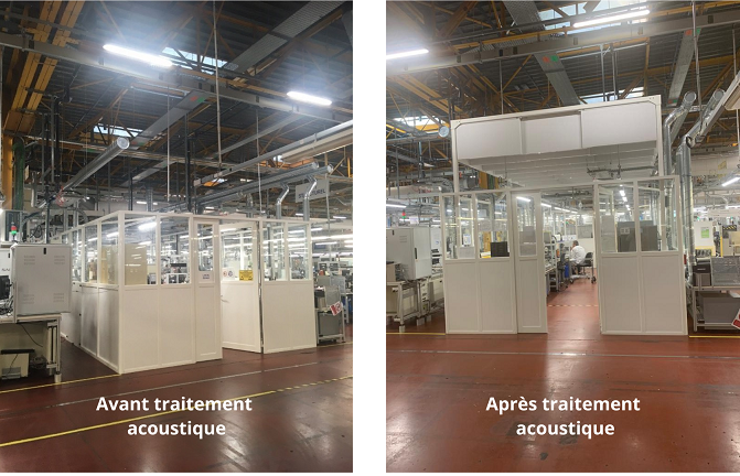 Traitement acoustique par baffles suspendues